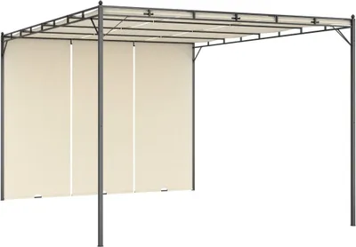 Image de The Living Store Pavillon de jardin avec rideau latéral 4x3x2,25 m Crème