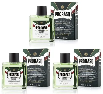 Produktbild von Proraso 3 er Pack Proraso Green Aftershave Lotion 100 ml