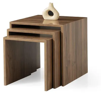 Produktbild von Skye Decor, Hochwertiger Nesting Tisch (3 Teile) - Walnuss, 100% Melamin | 12345