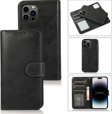 Produktbild von Mobigear Wallet iPhone 15 Pro Max Hülle Abnehmbare 2in1 Klapphülle Geldbörse - Schwarz