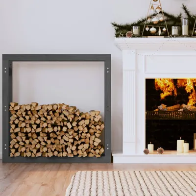 Immagine prodotto di The Living Store Porta legna grigio 100x25x100 cm in legno di pino massiccio