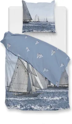 Produktbild von ZO!Home Regatta Bettwäsche 155 Blue Bettwäsche 1 x Bettbezug 155x220 + 1 x Kopfkissenbezug 80x80 Blue Maritim blau