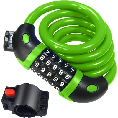 Productafbeelding van Fietsslot, kabelslot, 120 cm, 12 mm, cijferslot, 5 cijfers, groen