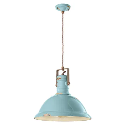 Produktbild von Ferroluce Industrial Hängelampe 40cm Blau Rund