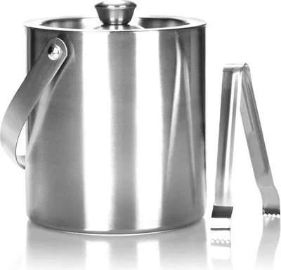 Produktbild von Famanu Eiseimer Edelstahl, doppelwandig mit Deckel und Zange - 1,5 Liter