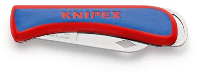 Image de Couteau pliant d'électricien Knipex 120 mm, lame inoxydable de 80 mm, rouge/bleu, 1 pièce.