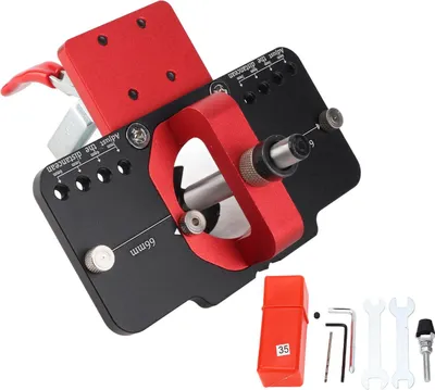 Image de Gabarit de charnière invisible, guide de perçage de trou de porte de 35 mm, kit de mèches pour le travail du bois