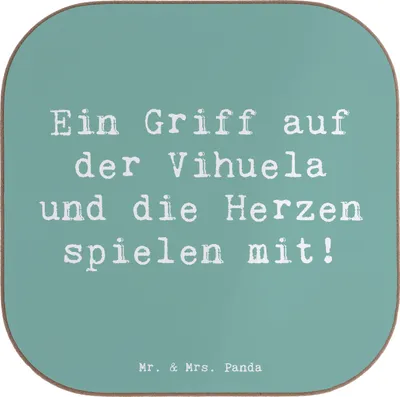 Produktbild von Mr. & Mrs. Panda Tassenuntersetzer Spruch Vihuela Herzklang - Meeresbrise - Geschenk, Tischschoner, historische Musik, Saiteninstrument, Instrument, Untersetzer Tasse