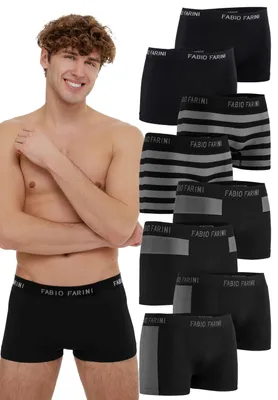 Produktbild von Fabio Farini - 8 Stück Herren Unterhosen - Männer Retroshorts aus weicher Microfaser im sportlichen Look mit Logoschriftzug