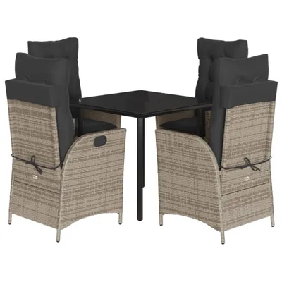 Produktbild von vidaXL 5-tlg. Garten-Essgruppe mit Kissen Grau Poly Rattan
