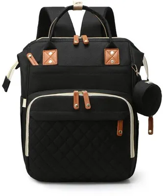 Produktbild von Schwarze Reisegepäcktasche - Multifunktionale Babygepäcktasche - 29x16x39cm - USB-Ladestation - Leder - Reisebegleiter-Tasche