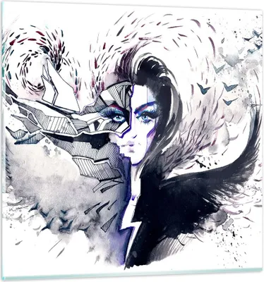 Produktbild von Bilder auf glas - Erwachsene emotional Fantasie - 60x60cm - Glasbilder - Wandbilder - Kunstdruck - zum Aufhängen bereit - Wanddekoration aus Glas - Glas Bilder - Wandbild auf Glas - GAC60x60-3062