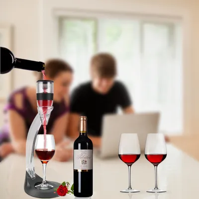 Produktbild von Wein Dekanter mit Ständer Luxus  Dekantierer Rotwein Aerator Set Schnell Ernüchternd