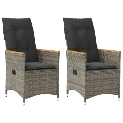Produktbild von Gartensessel mit Kissen 2 Stk. Verstellbar Grau Poly Rattan