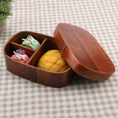 Zdjęcie produktu dla Vintage Naturalne drewniane pojemniki na lunch Drewniane pudełka Bento 18 * 12 * 5,5 cm
