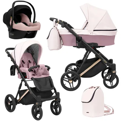 Produktbild von Kunert Lazzio Premium 3-in-1 Kombikinderwagen Róż Eco mit Babyschale