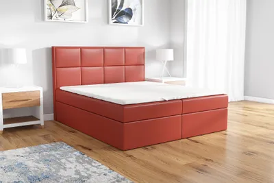 Productafbeelding van Boxspringbed DAN, 140x200 cm, met 2 opbergruimtes, Bonell-matras en topper. Kleur: Rood.