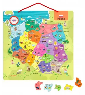 Image de Puzzle en bois « Carte de la Pologne » (69 pièces magnétiques) – Janod