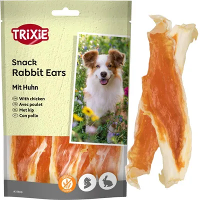Productafbeelding van TRIXIE Konijnenoren met kip - glutenvrije hondensnack - hoog vleesgehalte - 80 g - 31808