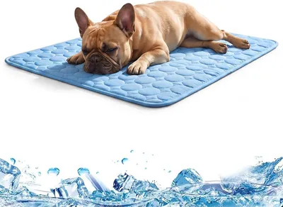 Image de Tapis rafraîchissant pour chiens et chats, auto-refroidissant, grande taille (L), bleu, idéal pour la maison et les déplacements