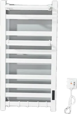 Image de Chauffe-serviettes électrique, fonction de chauffage intelligente, design mural, blanc, droite