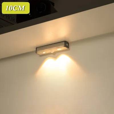 Produktbild von LED Bewegungssensor Unter Schranklicht Wiederaufladbar für Küche Schlafzimmer Schrank Kleiderschrank Treppe Korridor (Warmweiß 10CM)