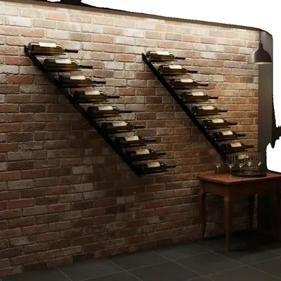 Obrázek produktu pro Nástěnné regály na víno, kapacita 14 lahví, moderní design, černá barva