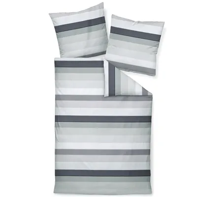 Produktbild von Janine Design Mako-Satin-Bettwäsche-Garnitur J. D. 87097 Farbe platin graphit Größe 135x200+80x80 cm