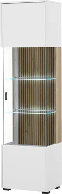 Produktbild von Vitrine mit Beleuchtung weiß matt Eiche Rillen HUNTER-61