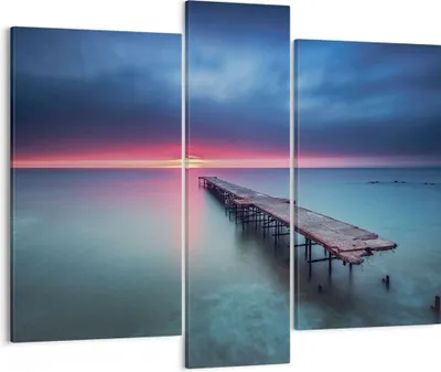 Produktbild von Bild auf Leinwand - Leinwandbild - 3 Teile - Brücke Meer Landschaft - 95x80cm - Wand Bild - Wanddeko - Wandbilder - Leinwanddruck - Bilder - Wanddekoration - Leinwand bilder - Wandbild - CB95x80-4955