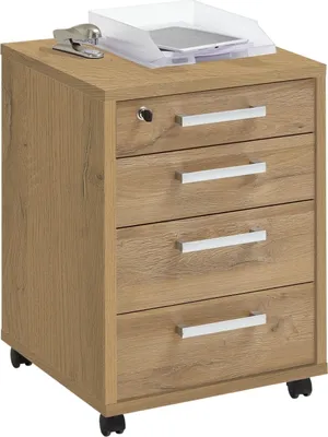 Zdjęcie produktu dla Rollcontainer >CALVIA 4< in Alteiche Dekor - 48x65,5x49,5cm (BxHxT)