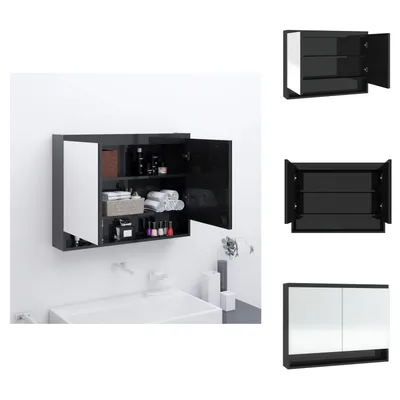 Produktbild von vidaXL Spiegelschrank fürs Bad 80x15x60 cm Glänzend Schwarz -  Badezimmerwaschtische