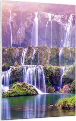 Produktbild von Bilder auf glas - Einteilig - Wasserfall Natur - 50x70cm - Glasbilder - Wandbilder - Bilder - zum Aufhängen bereit - Wanddekoration aus Glas - Glas Bilder - Wandbild auf Glas - GPA50x70-3893