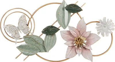 Produktbild von BELIANI Wanddekoration Mehrfarbig Eisen Blumen Schmetterling Einteilig Handgemacht Modern Wandobjekt Wanddeko Schlafzimmer Wohnzimmer Flur Esszimmer