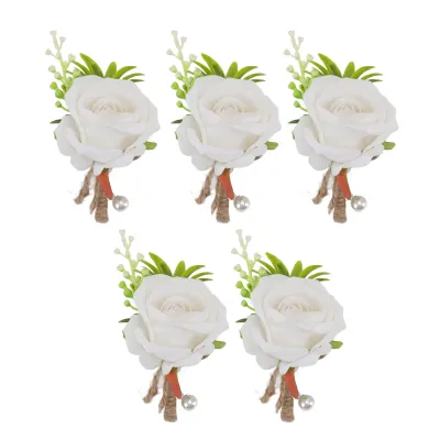 Productafbeelding van Bruiloftskorsage roos, bruiloftskorsage, kunstbloem korsage, roos boutonniere voor bruiloft, kunstmatige roos voor de bruidegom, bloem voor het knoopsgat