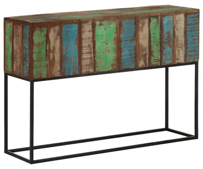 Obrázok produktu pre vidaXL Konzolový stolík 110x30x75 cm, masívne drevo a kov, vzhľad starého dreva