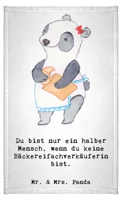 Produktbild von Mr. & Mrs. Panda Handtuch Bäckereifachverkäuferin Herz - Weiß - Geschenk, gästehandtuch klein, Spruch, Beruf, Backstube, Bäckerei, 30x50, Frotteehandtuch, badezimmer