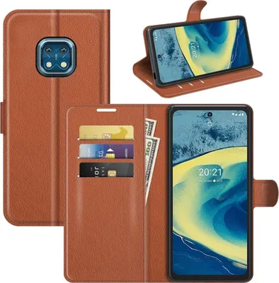 Produktbild von König Design Hülle kompatibel mit Nokia XR20 Kunstleder Handyhülle - Handy Case Braun