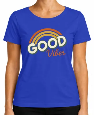 Produktbild von Good Vibes Retro Regenbogen Vintage 70erJahre Hippie Boho Sommer Damen T-Shirt, Blau, 3XL