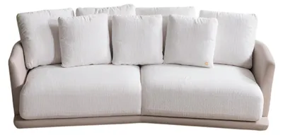 Produktbild von Wohnzimmer Polstercouch Weißer 3-Sitzer Designer Stoffsofa
