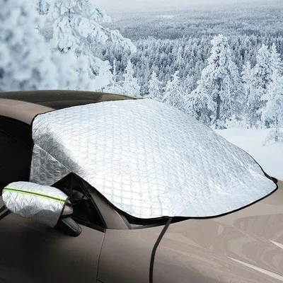 Obrázok produktu pre Uniqoos® Krycia clona na predné sklo – 150 x 126 cm – Ochranná podložka proti mrazu pre automobily a SUV, 4-vrstvová (PEVA + hliníková fólia + bavlna + čierna netkaná textília), s odraznými prvkami
