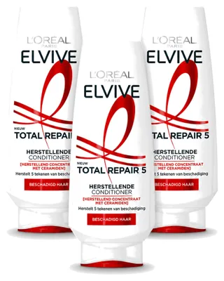 Immagine prodotto di 3 confezioni di Balsamo Elvive Total Repair 5 di L'Oréal Paris - 200 ml ciascuna - Confezione - 3 pezzi