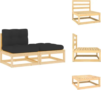 Produktbild von vidaXL 2-tlg. Garten-Lounge-Set mit Kissen Kiefer Massivholz -  Gartensofaelemente