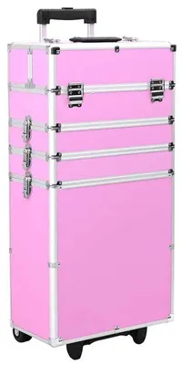 Obrázek produktu pro Organizér na make-up na kolečkách – rozšiřitelný úložný box na kosmetiku se 4 úrovněmi – růžová barva