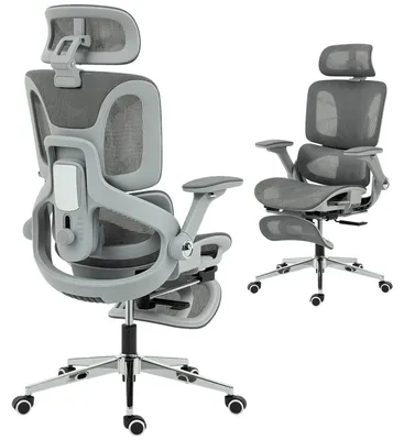 Obrázek produktu pro Ergonomická kancelářská židle HOMCOM, síťovaná židle s bederní opěrkou, šedá