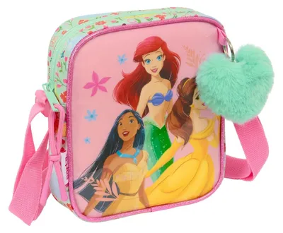 Zdjęcie produktu dla Torba na ramię Disney Princess Bloom zielona różowa 16 x 18 x 4 cm