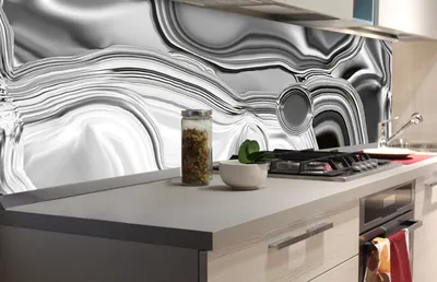 Produktbild von Küchenrückwand Folie selbstklebend FLÜSSIGES SILBER 180 x 60 cm - Klebefolie - Dekofolie - Spritzschutz für Küche -