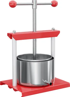 Image de Wiltec Presse à fruits à vis – 300 x 250 x 455 mm – capacité 6 L – double Cuve en Acier inoxydable – Pressoir manuel facile à nettoyer pour Moût de pomme poire raisins baies – Vin Cidre