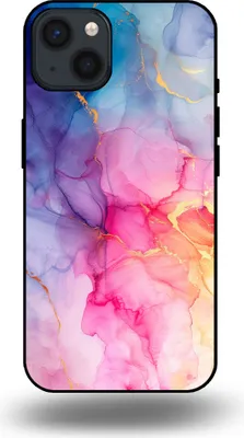 Produktbild von Smartphonica Handytasche passend für iPhone 13 mit Marmordruck - TPU Rückseitenschutzhülle Marmordesign - Regenbogen
