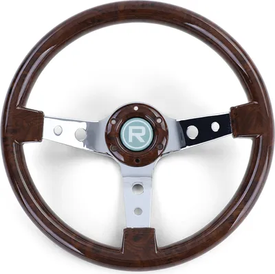 Produktbild von Exclusive Sport Lenkrad Holz Optik mit Chromspeichen 350mm für Momo Sparco